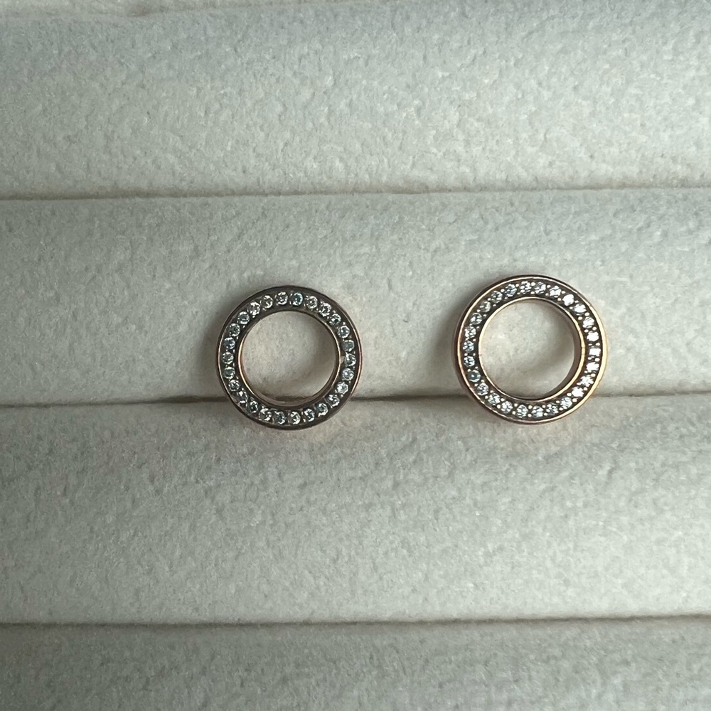 Pandora Sparkling Circle Stud Earrings Rose Gold